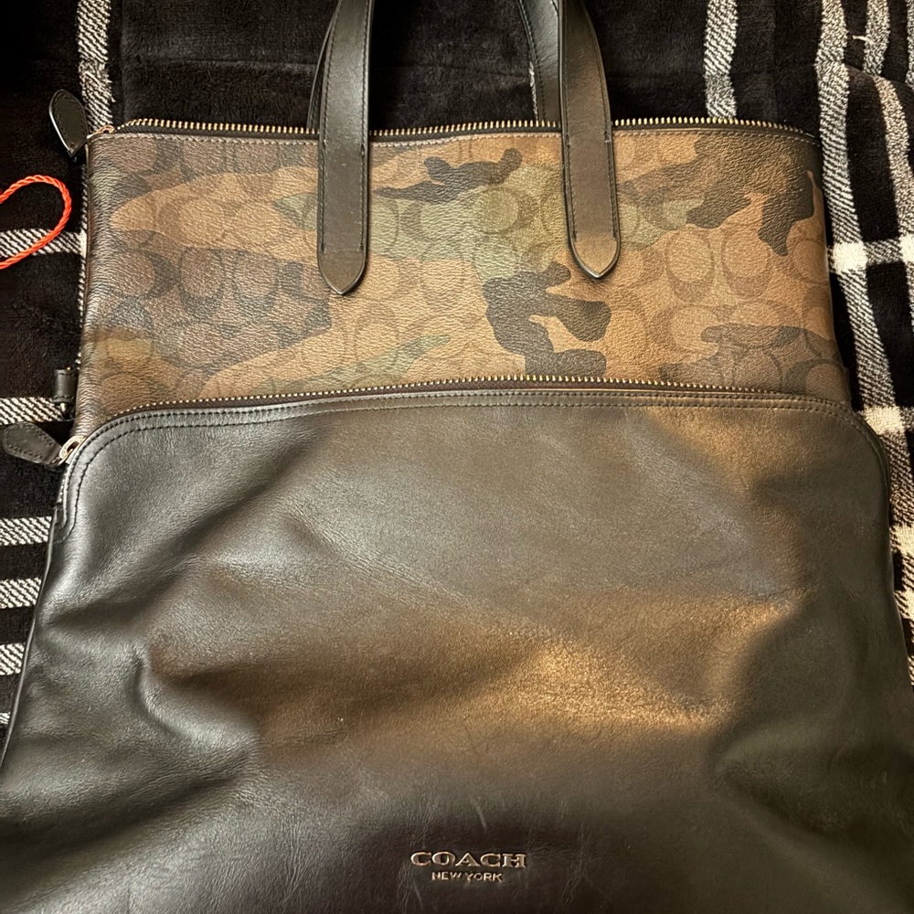 Coach Camouflage and Black Tote Bag